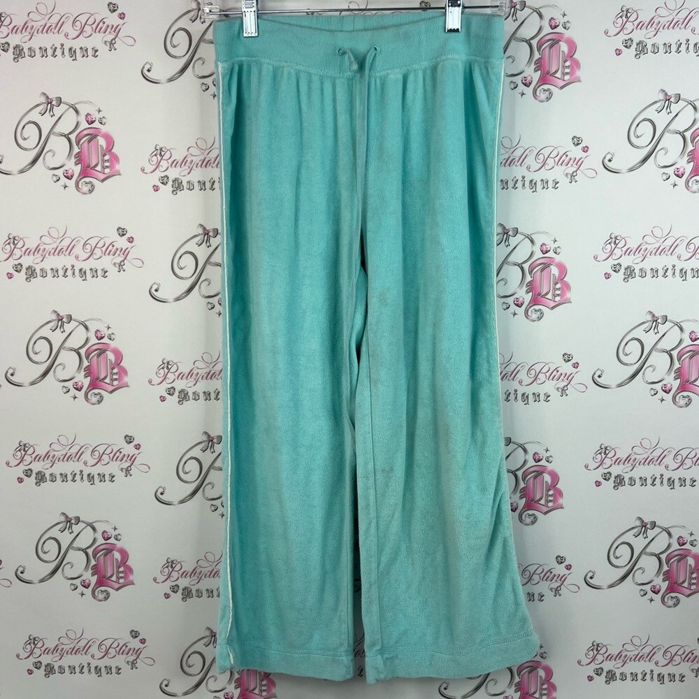 Cotton Ginny pants flare wide leg terry cloth Elegant Teal Wide Leg Pants